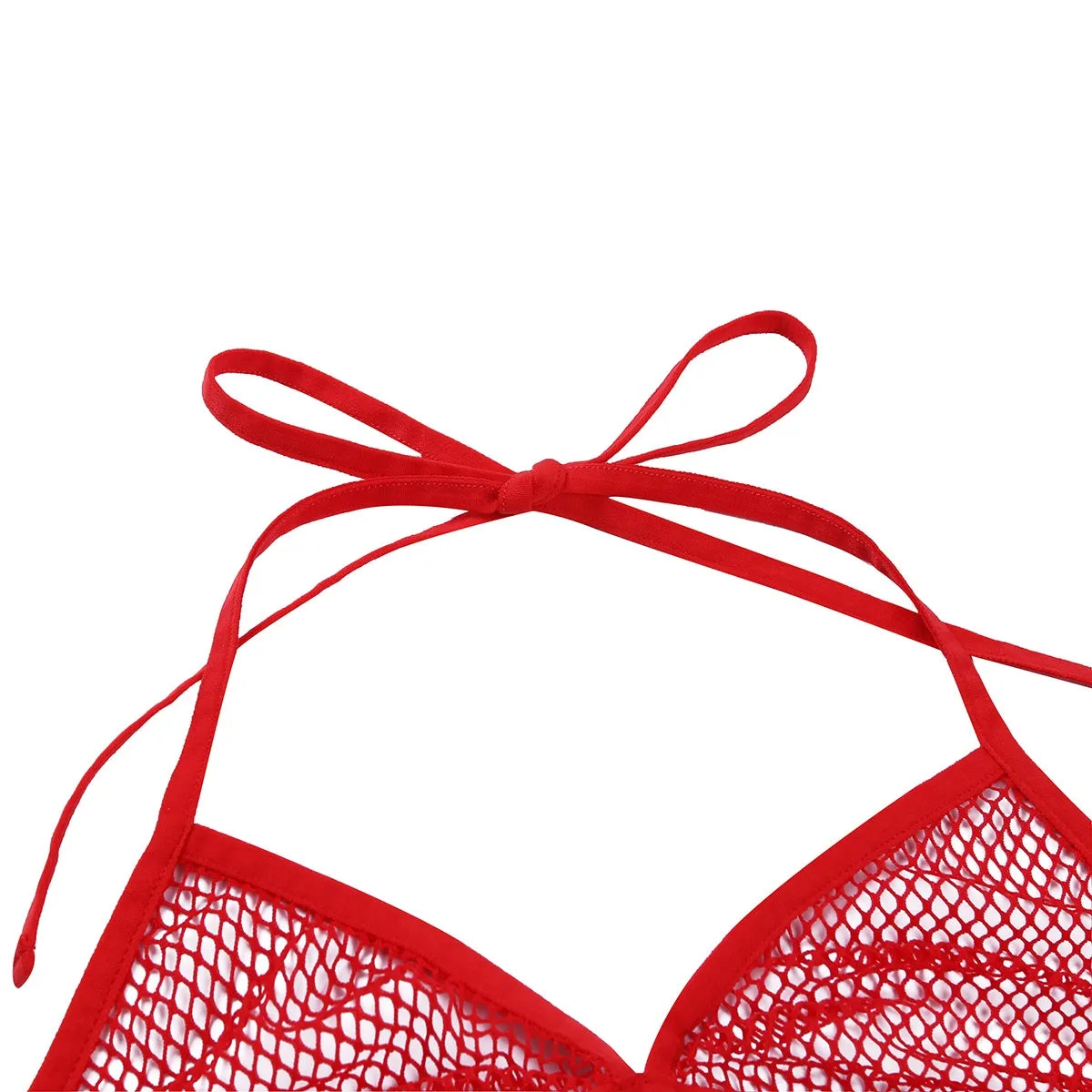 2 Piece Swimsuit Bra Top with Matching G-string Swimwear Lingerie Fishnet See-through Bikini Thongs Swimming Suit