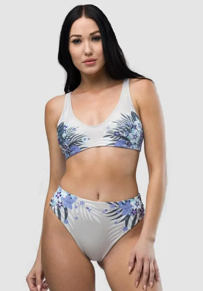 All-Over Print Recycled High-Waisted Bikini Bottoms
