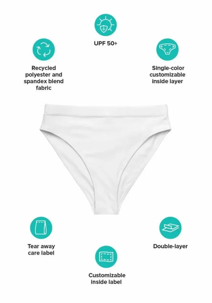 All-Over Print Recycled High-Waisted Bikini Bottoms