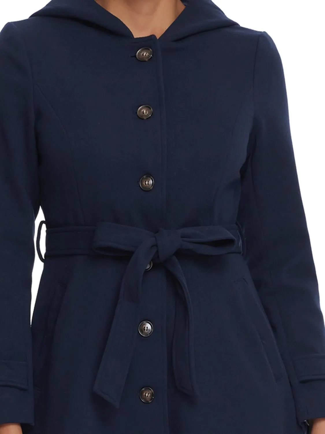 Allegra K Winter Coat for Women's Single Breasted Hooded Trench Coat Long Sleeve Overcoat with Pockets