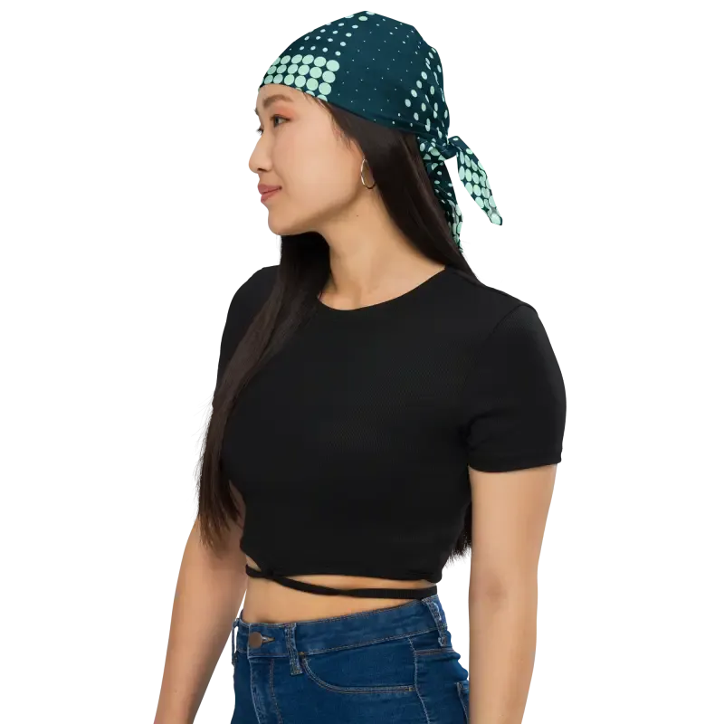 Amp Up with a Sustainable Green Checkered Polyester Bandana