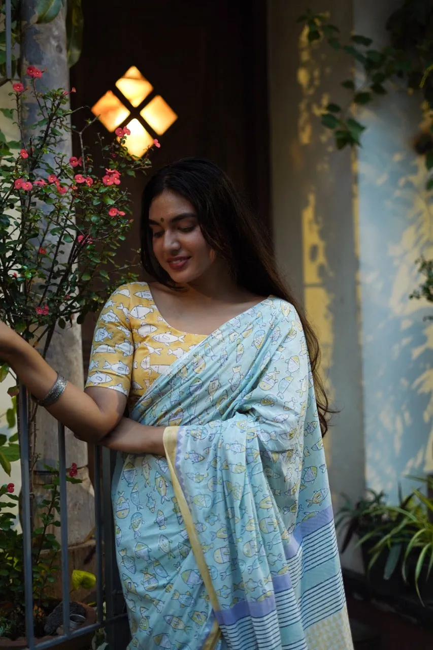 AQUA HARMONY MUL - Cotton Saree