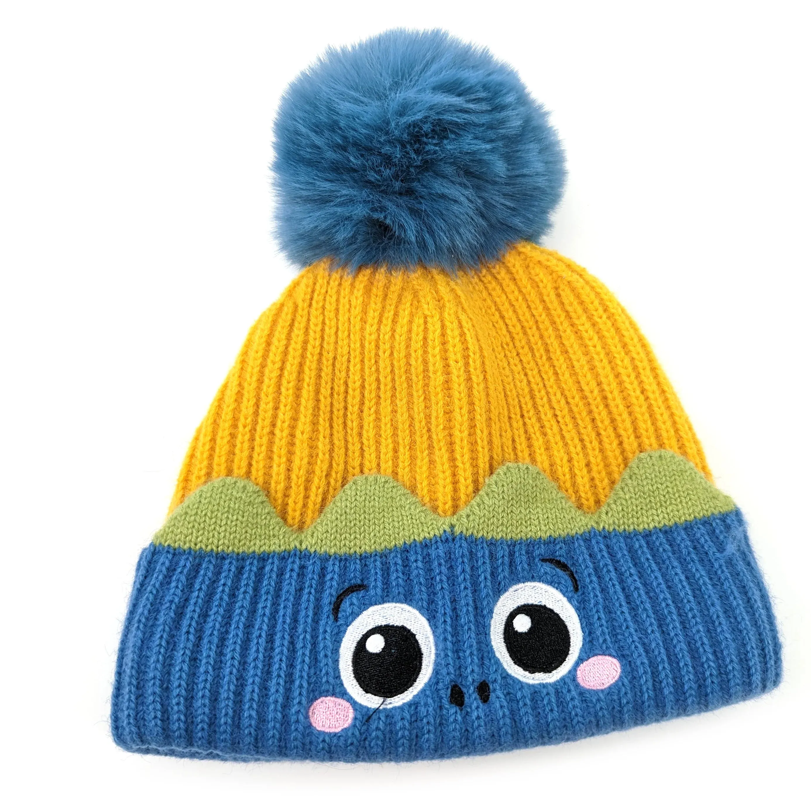 Black Ginger Blue/Yellow Children's Monster Bobble Hat - 800-519