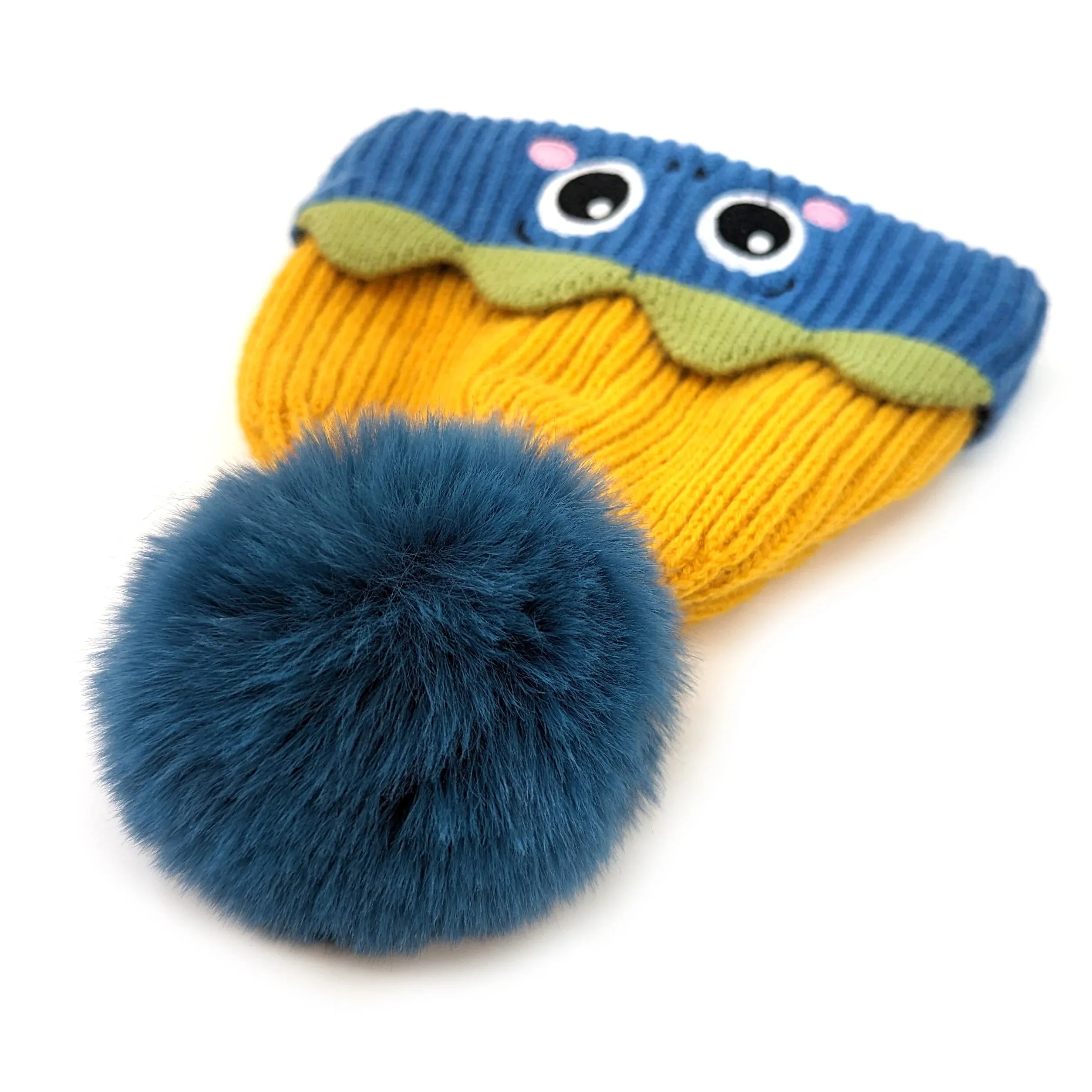 Black Ginger Blue/Yellow Children's Monster Bobble Hat - 800-519