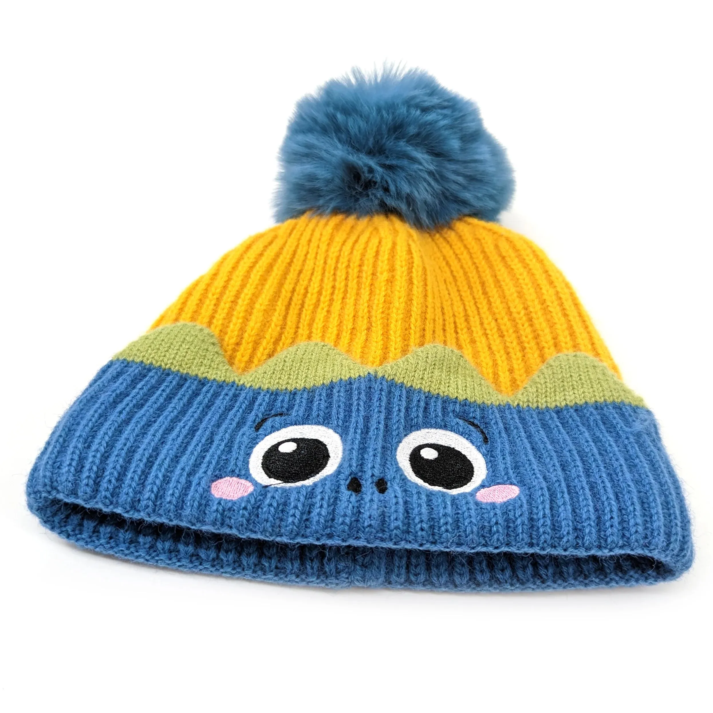 Black Ginger Blue/Yellow Children's Monster Bobble Hat - 800-519