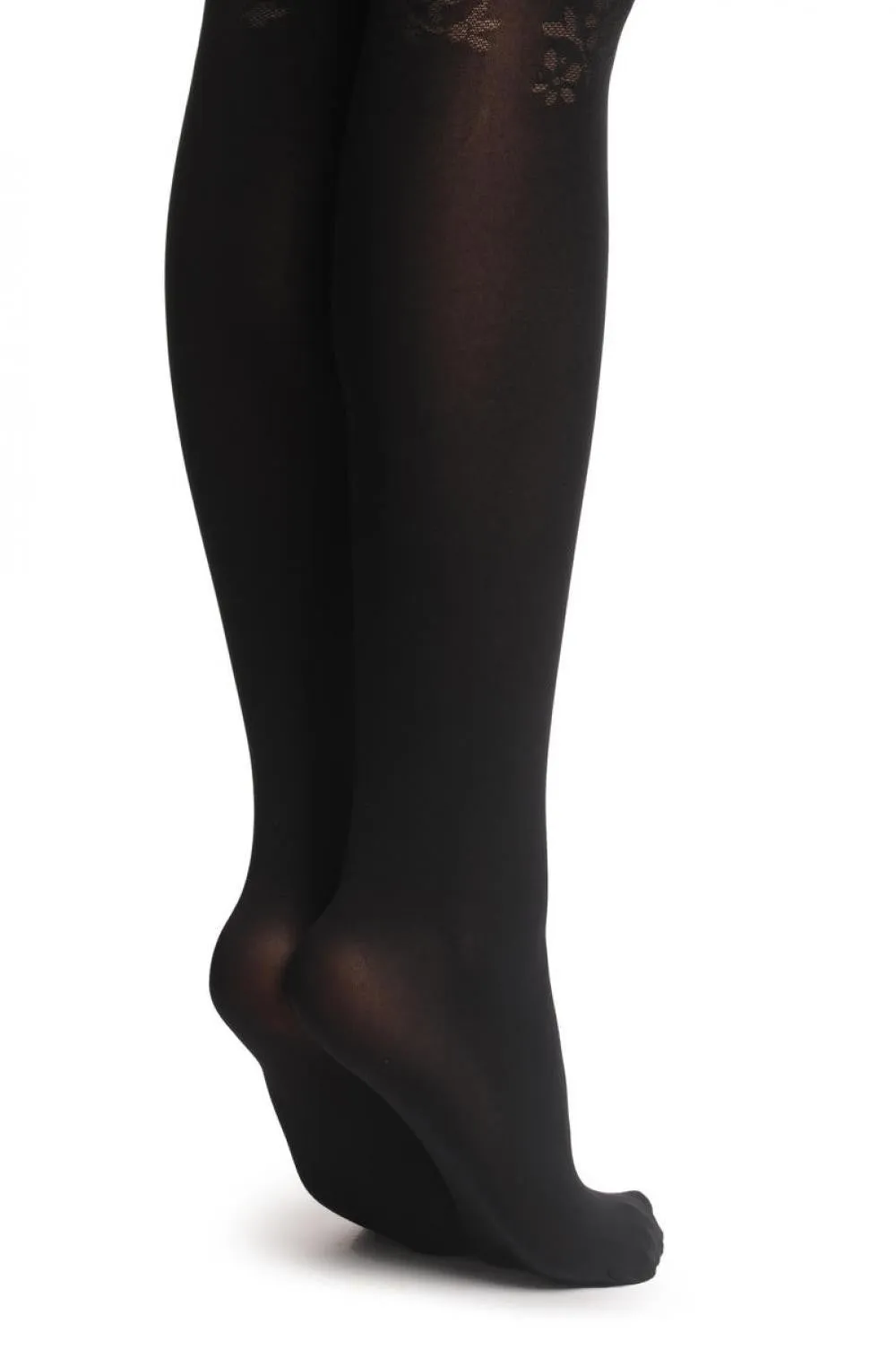 Black With Semi Transparent Roses on Top & Floral Silicon Lace Top