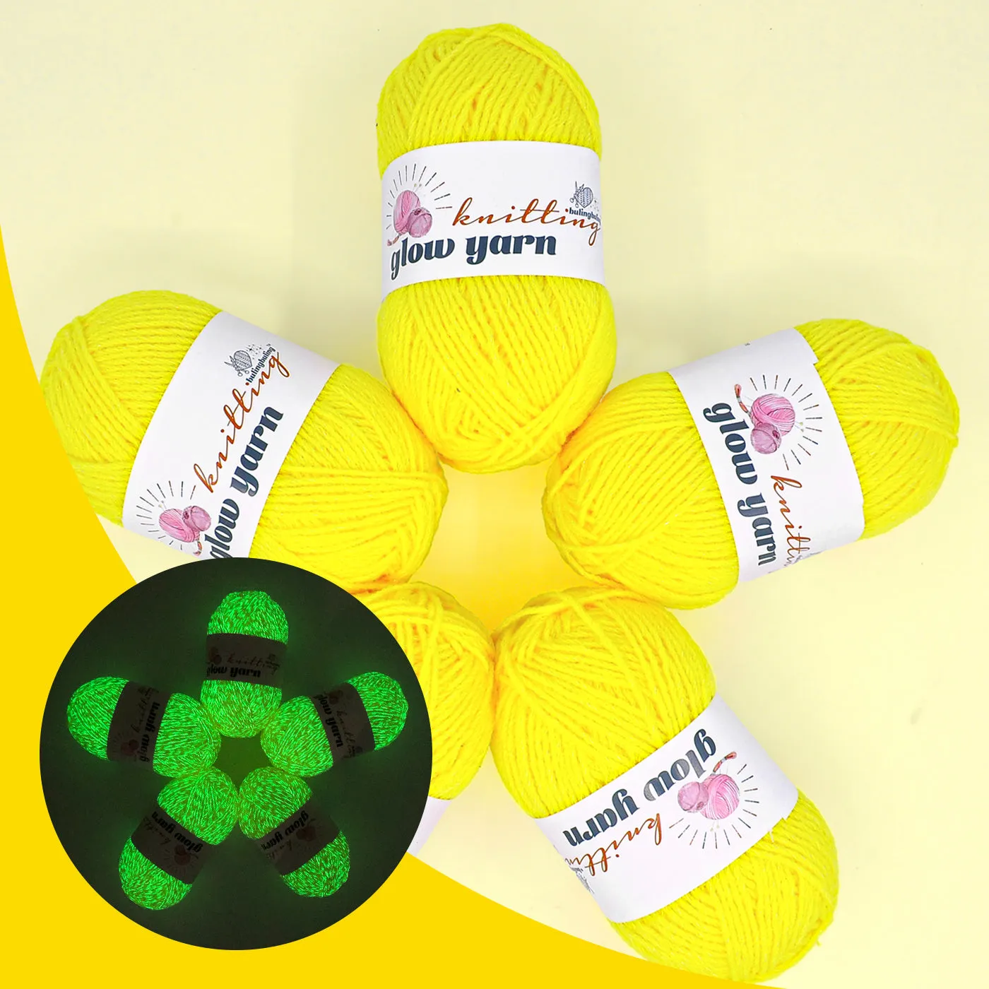Bright Yellow Acrylic Metallic Glow Yarn – Perfect for Christmas Crochet