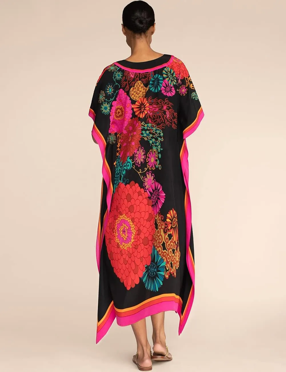 Bsubseach Ethnic Kaftan Dresses for Women Swimsuit Cover Up Resort Wear Printed Dress
