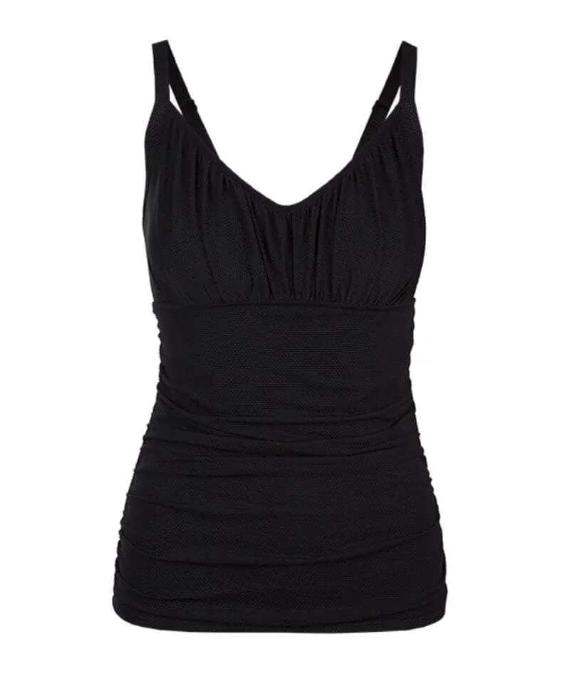 Capriosca Honey Comb Underwire Tankini Top Swimsuit - Black