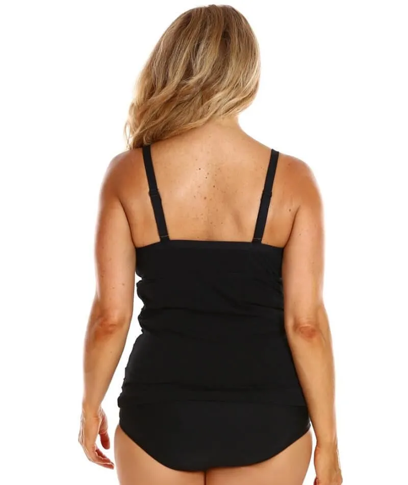 Capriosca Honey Comb Underwire Tankini Top Swimsuit - Black