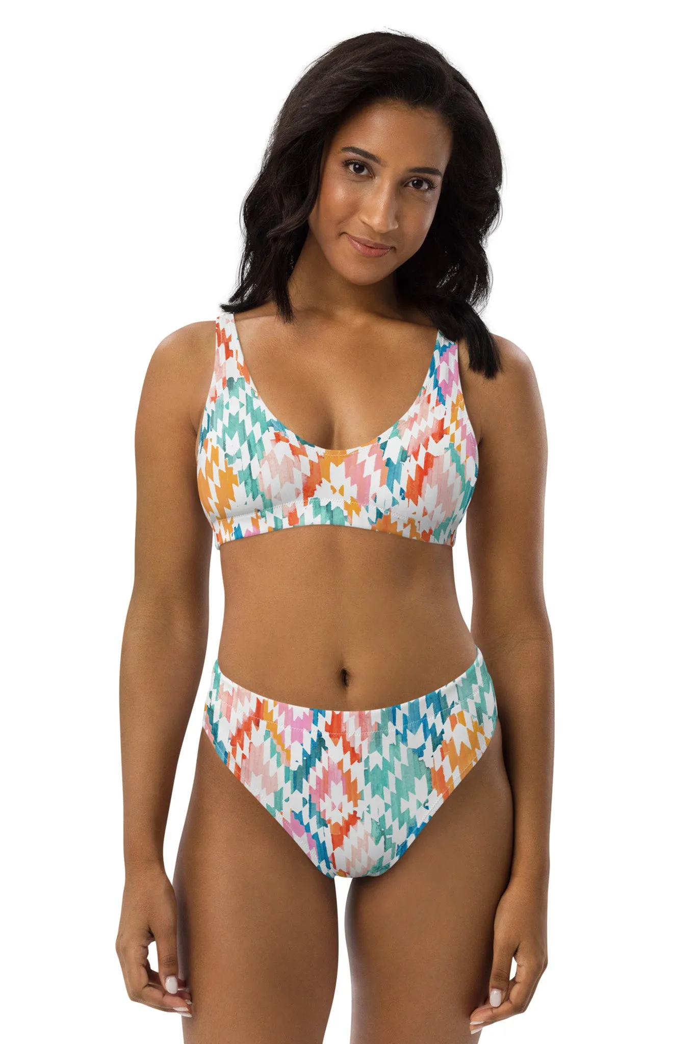 Carnival Ikat Recycled High-Waisted Bikini Bottom