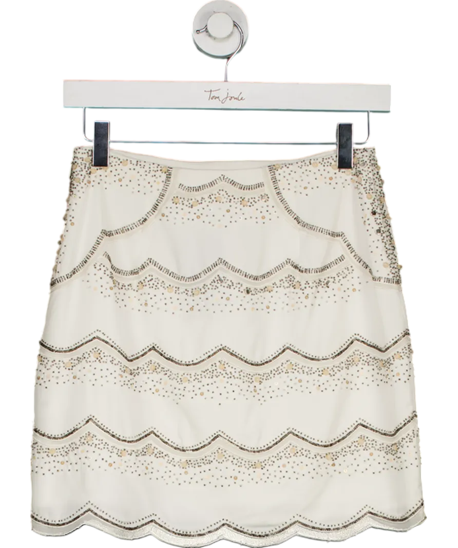 Club Monaco White Embellished Mini Skirt UK XS