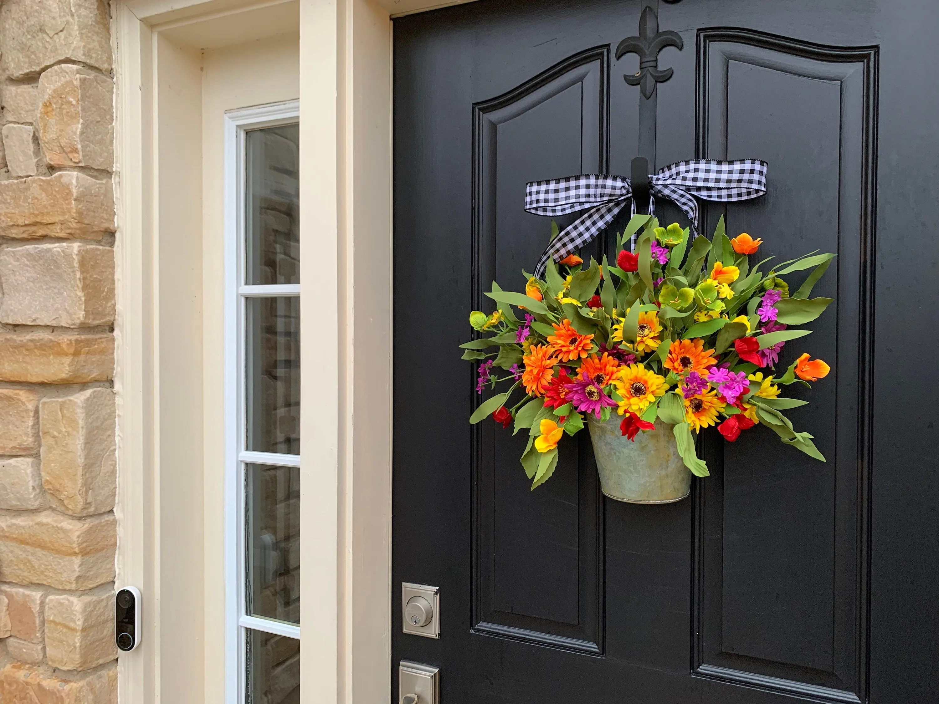 Colorful Daisy Bucket Wreath