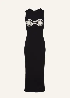 Crochet bra cotton tank dress in black