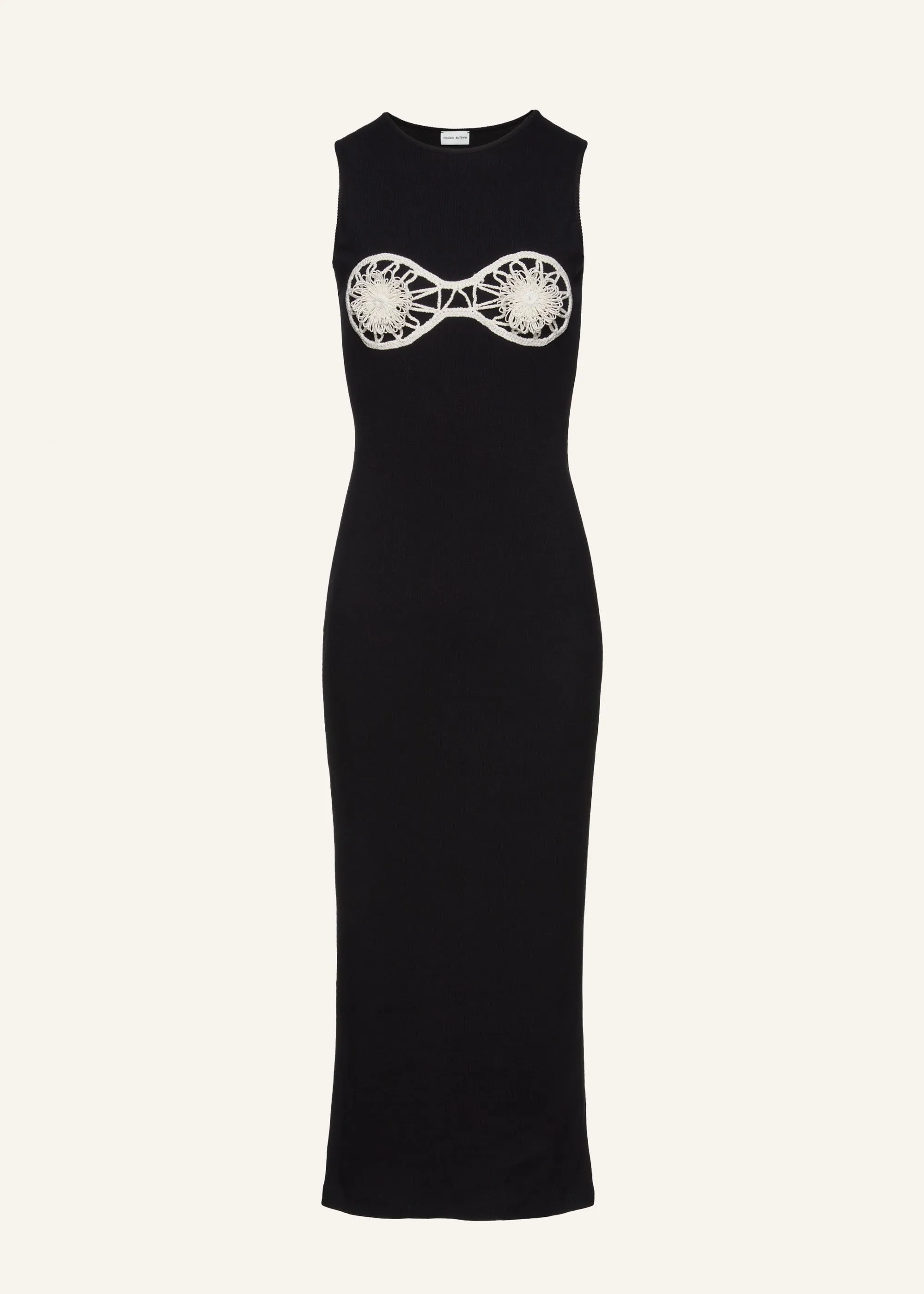 Crochet bra cotton tank dress in black