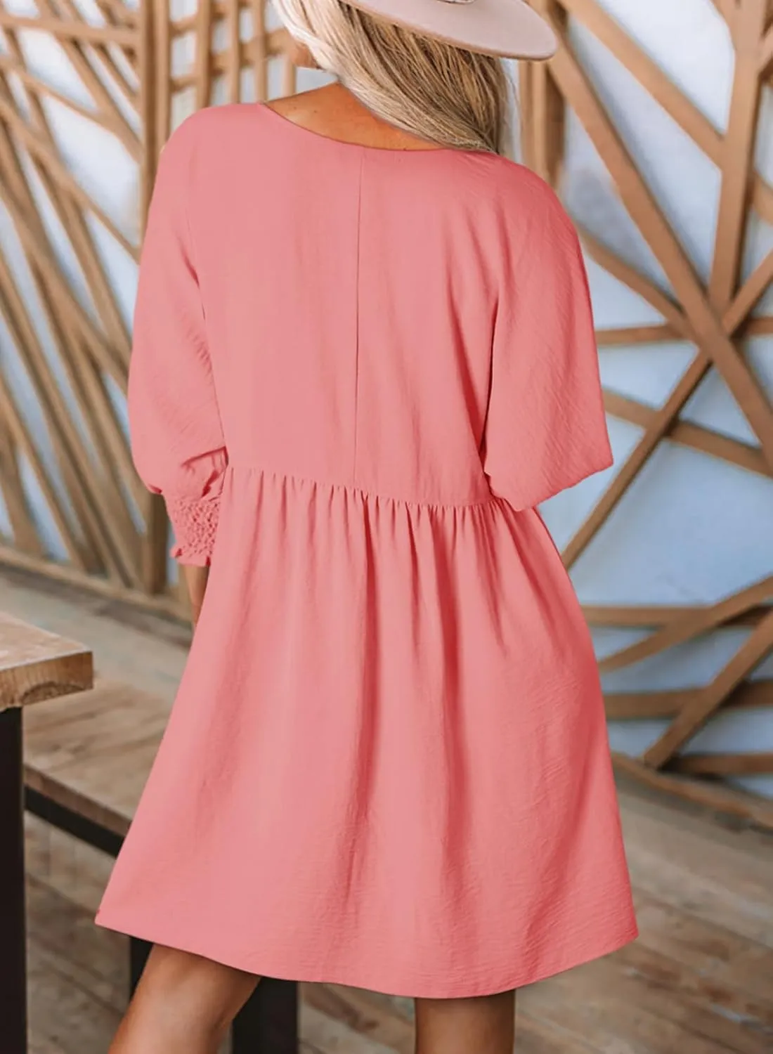 Dokotoo Womens Summer Spring Dresses Casual Tunic Dress Short Sleeve Crew Neck Flowy Swing Mini Dress