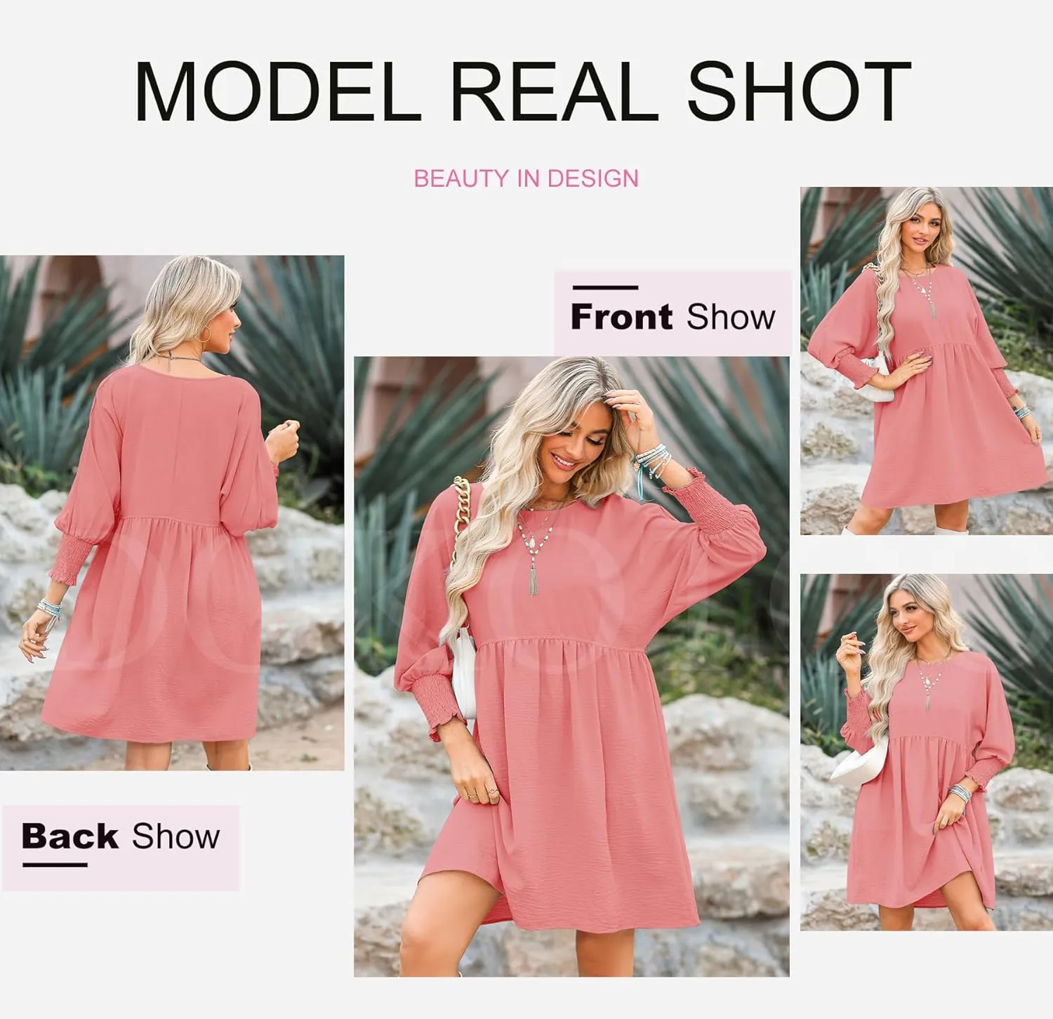 Dokotoo Womens Summer Spring Dresses Casual Tunic Dress Short Sleeve Crew Neck Flowy Swing Mini Dress