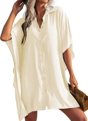 Ekouaer Beach Shirt Coverups for Women Button Down Bathing Suit Coverups for Swimwear