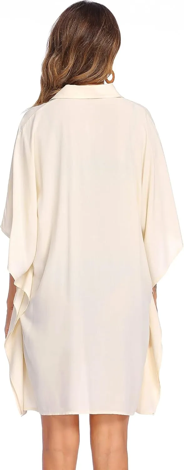 Ekouaer Beach Shirt Coverups for Women Button Down Bathing Suit Coverups for Swimwear