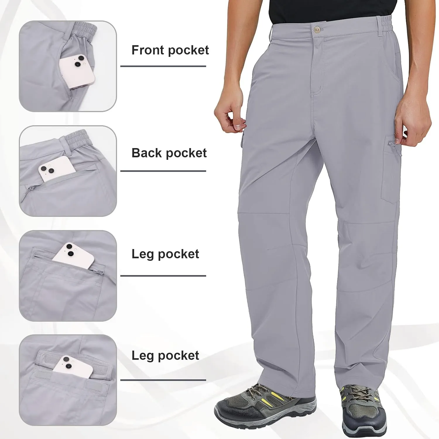 FEIXIANG Men's Cargo Pants Water Resistant Hiking Work Pants Multi Pockets Outdoor Tactical Pants for Men