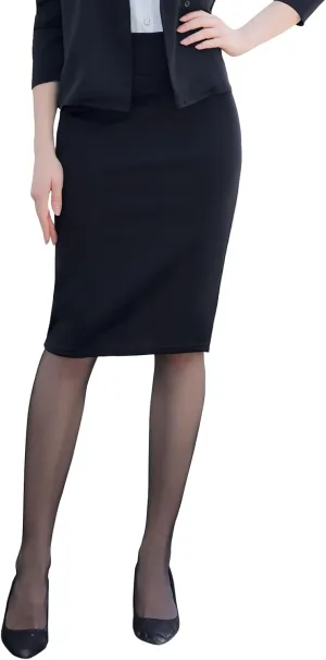 G&Y Women's Elastic Waist Stretch Bodycon Midi Pencil Skirt - Premium Nylon Ponte Office Straight Skirt