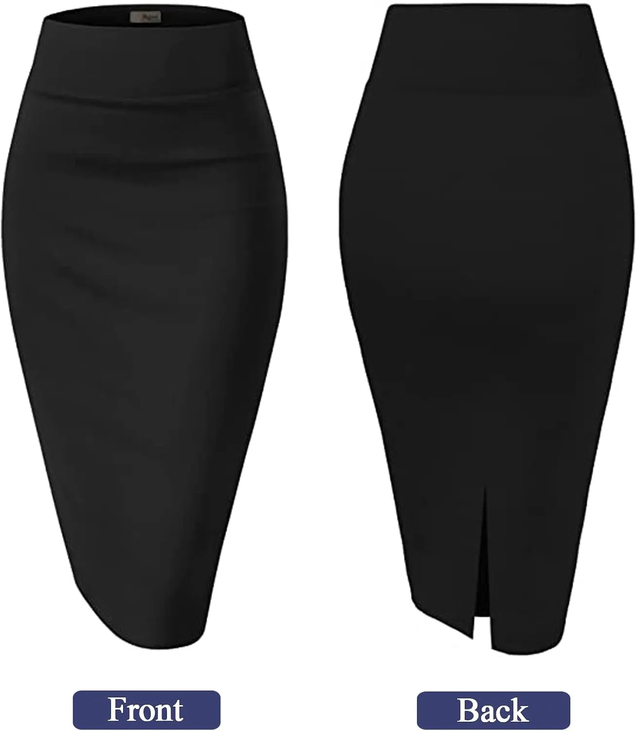 G&Y Women's Elastic Waist Stretch Bodycon Midi Pencil Skirt - Premium Nylon Ponte Office Straight Skirt