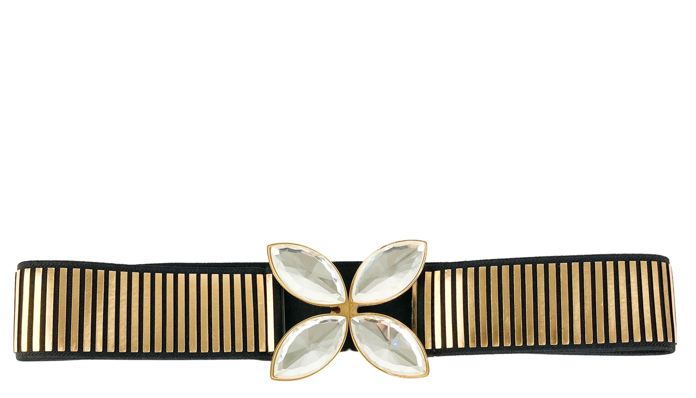 Giambattista Valli Elastic Embellished Belt in Black/Gold