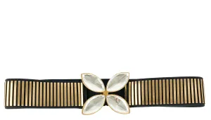 Giambattista Valli Elastic Embellished Belt in Black/Gold