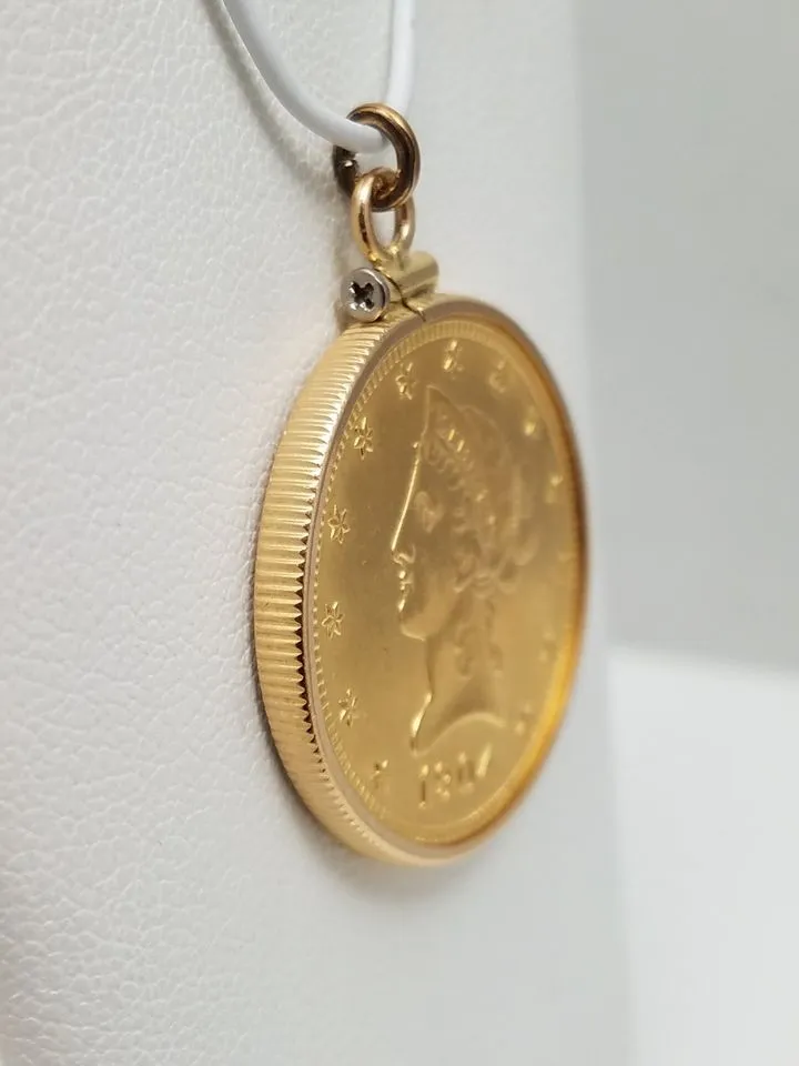 Gorgeous 1904 US $10 Gold Coin With 14k Yellow Gold Frame
