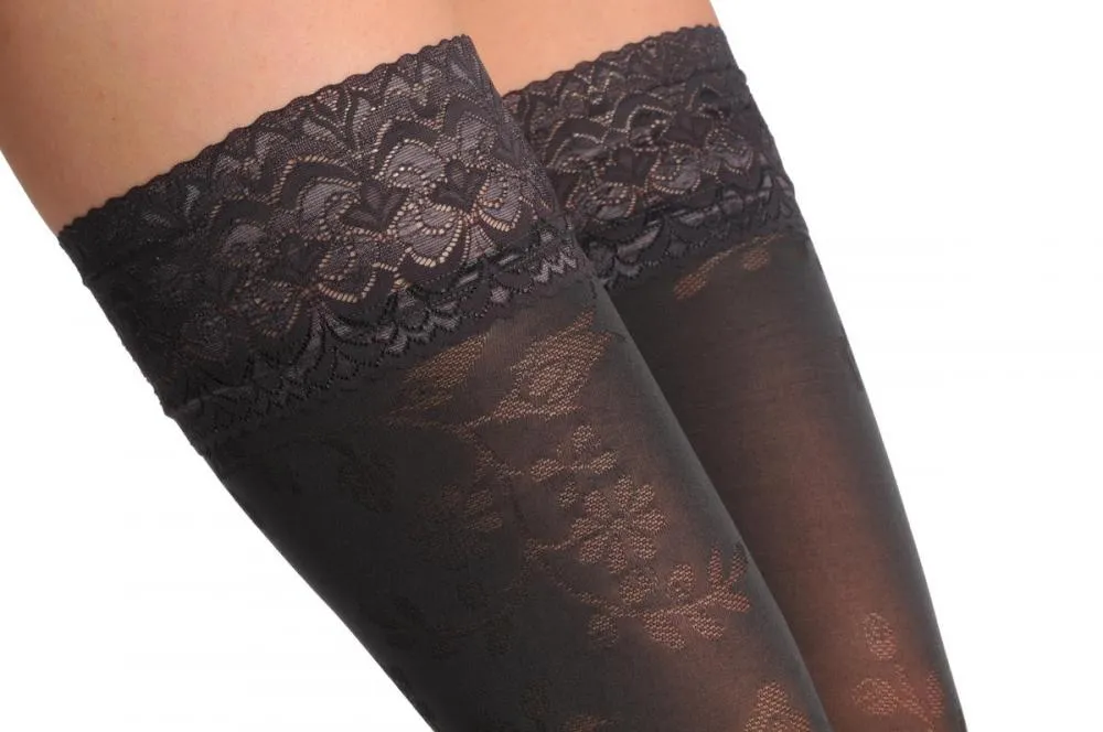 Grey With Semi Transparent Roses on Top & Floral Silicon Lace Top