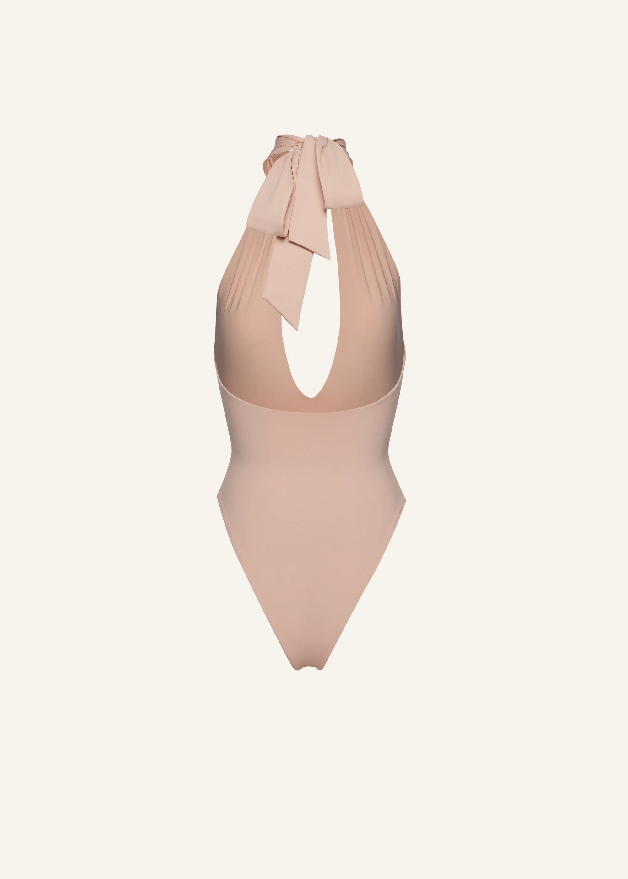 Halterneck bodysuit in beige