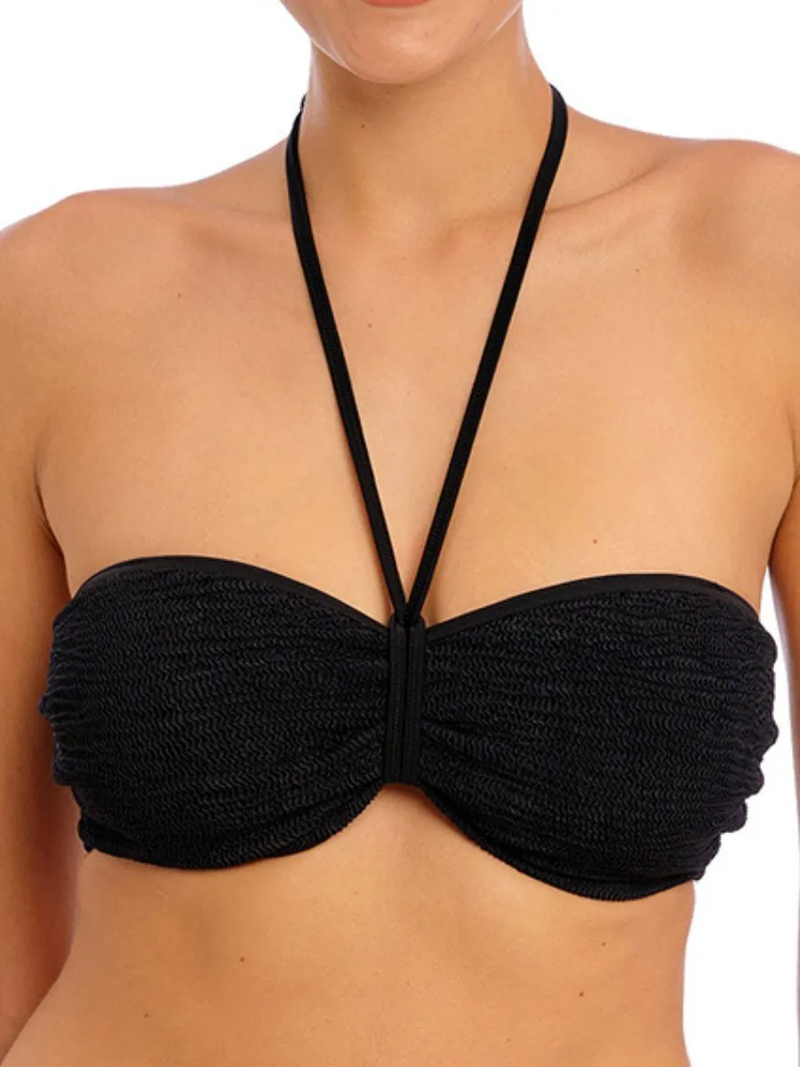 Ibiza Waves Bandeau Bikini Top - Black