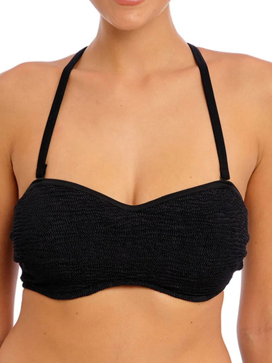 Ibiza Waves Bandeau Bikini Top - Black