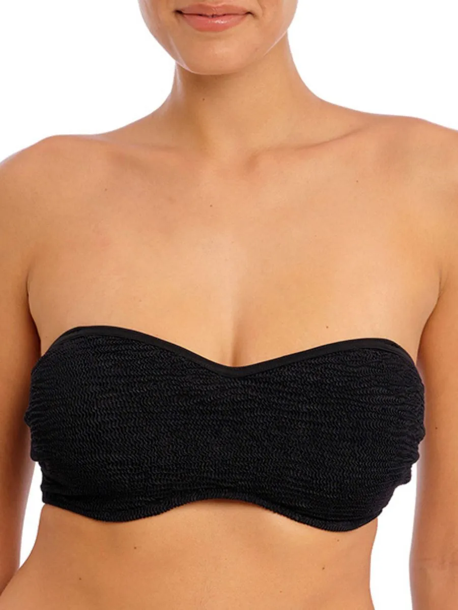Ibiza Waves Bandeau Bikini Top - Black