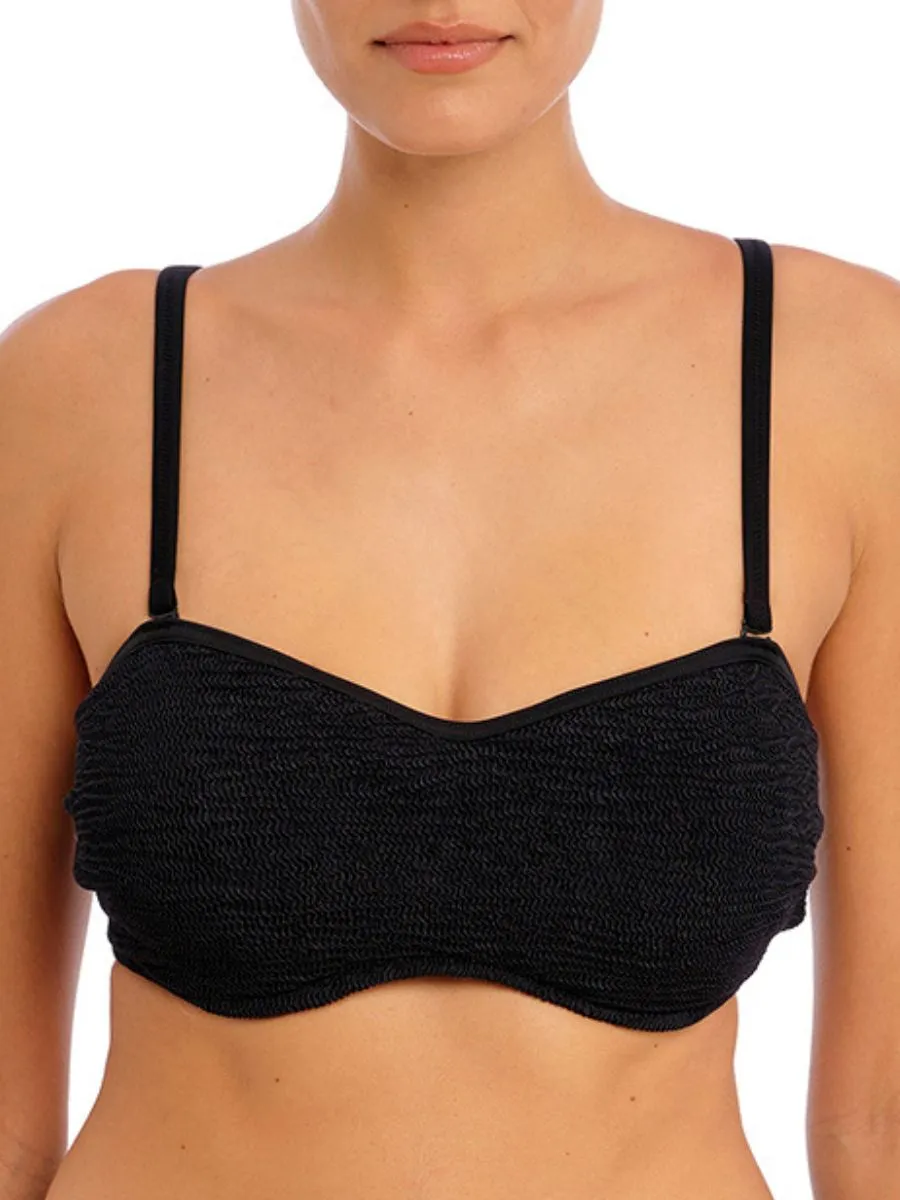 Ibiza Waves Bandeau Bikini Top - Black