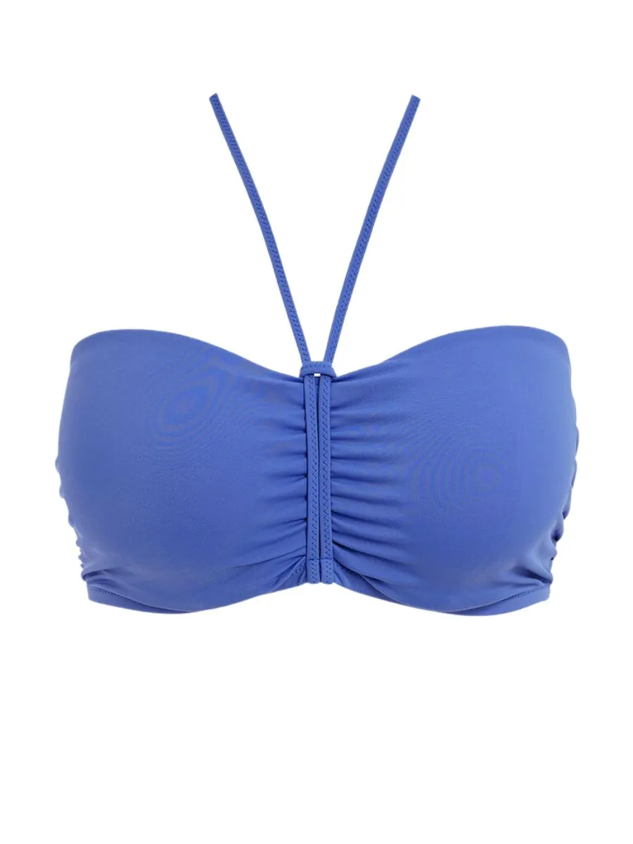 Jewel Cove Bandeau Bikini Top - Plain Azure