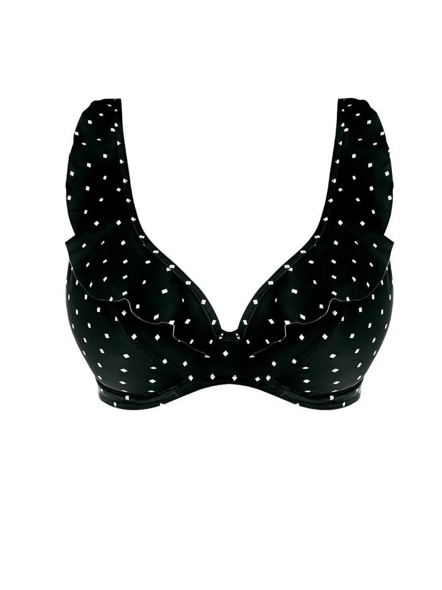 Jewel Cove High Apex Bikini Top - Black