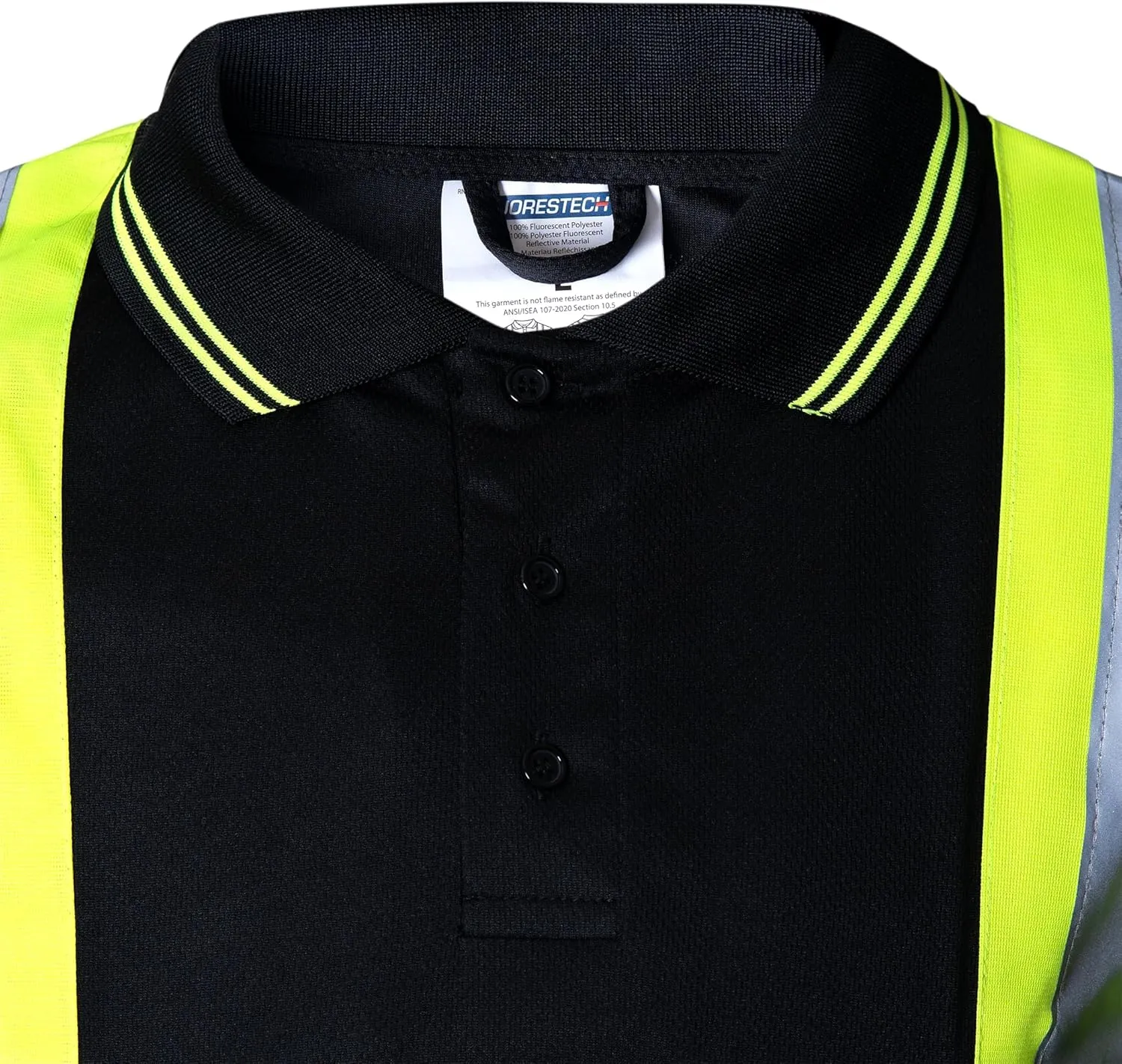 JORESTECH Polo Shirt Short Sleeve with Reflective Tape anf High Vis Yellow Contrast Strips and X on The Back