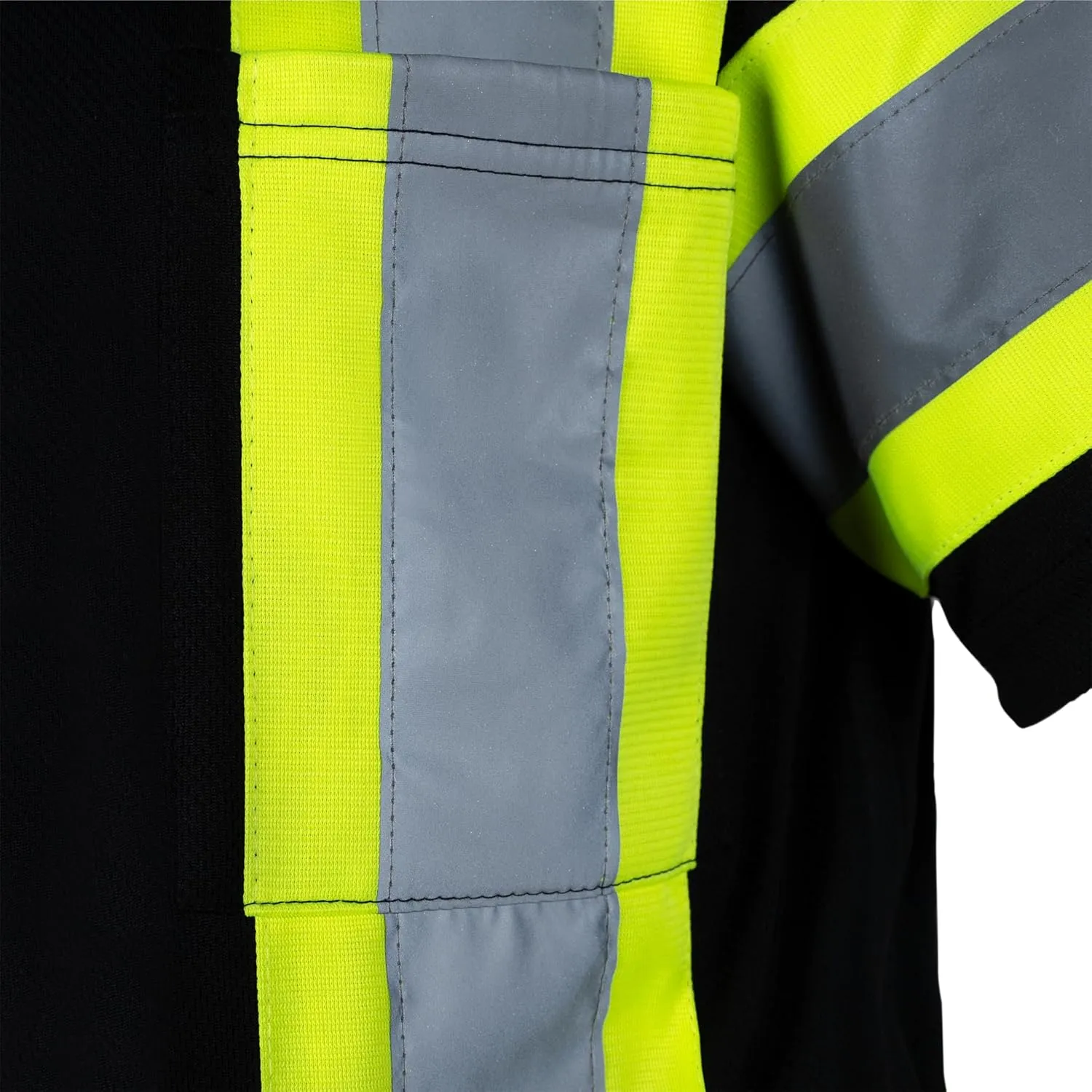 JORESTECH Polo Shirt Short Sleeve with Reflective Tape anf High Vis Yellow Contrast Strips and X on The Back