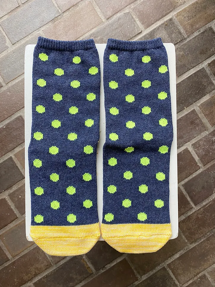 Kapital Yarns Smiley Socks, Polka Dot, Navy