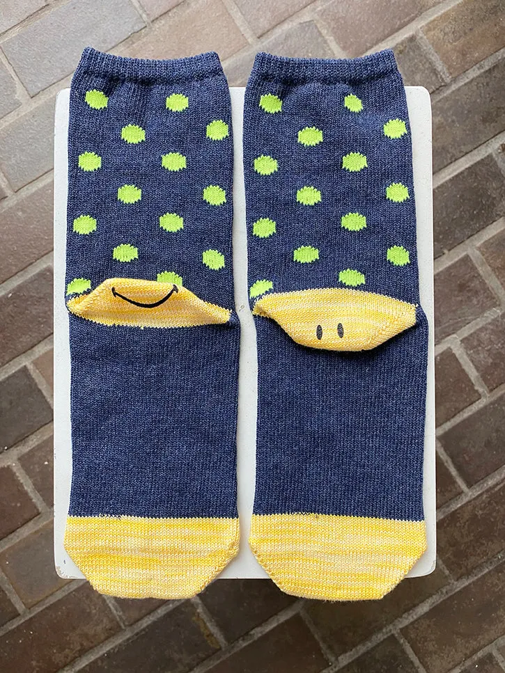 Kapital Yarns Smiley Socks, Polka Dot, Navy