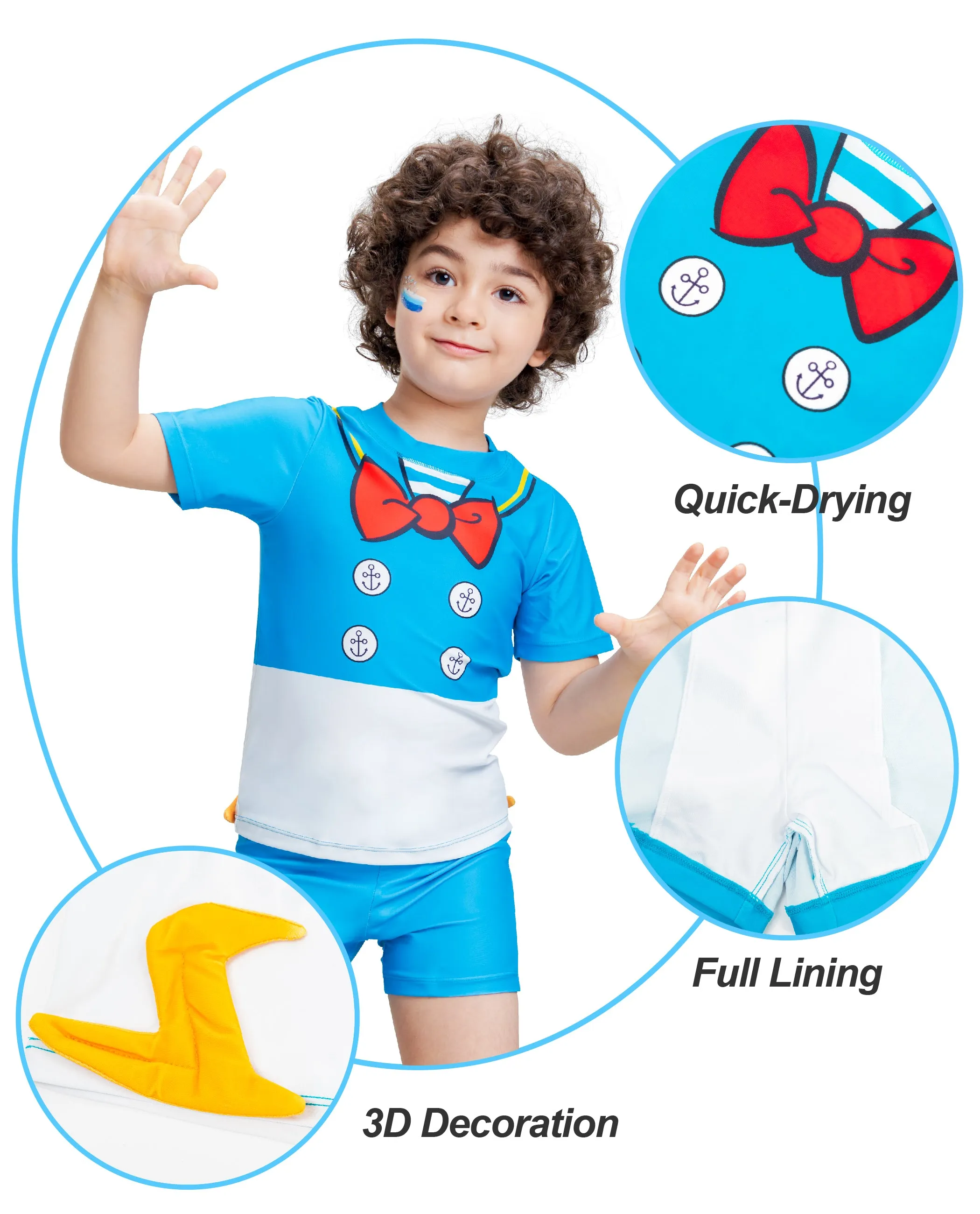 Kids Two-Piece Donald Duck 3D Feet Swimwear