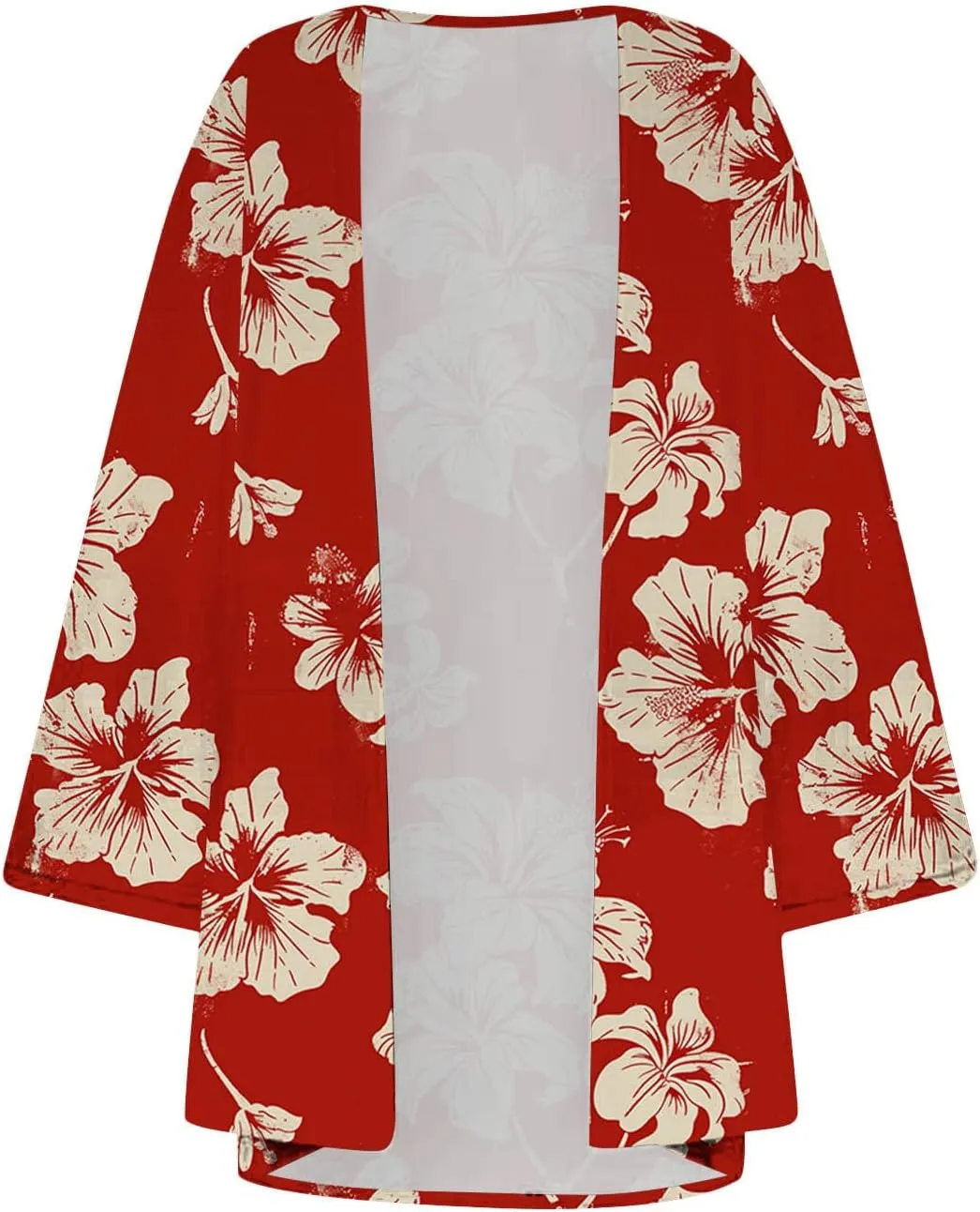 Kimono Cardigans for Women Floral Print Hawaiian Beach Cover Up Puff Sleeve Chiffon Blouse Cruise Outfits Summer Tops