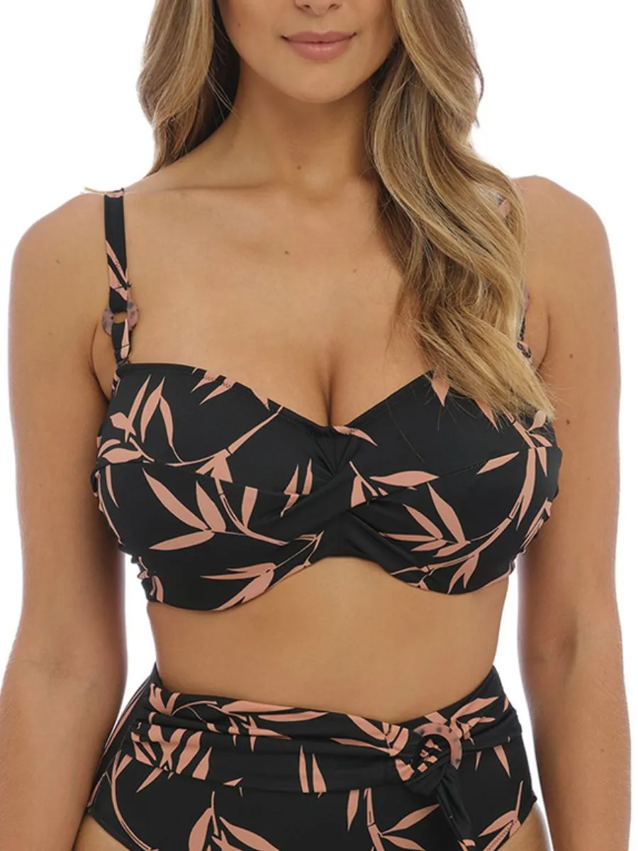 Luna Bay Twist Bandeau Bikini Top - Lacquered Black