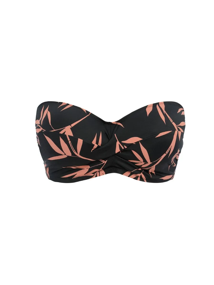 Luna Bay Twist Bandeau Bikini Top - Lacquered Black