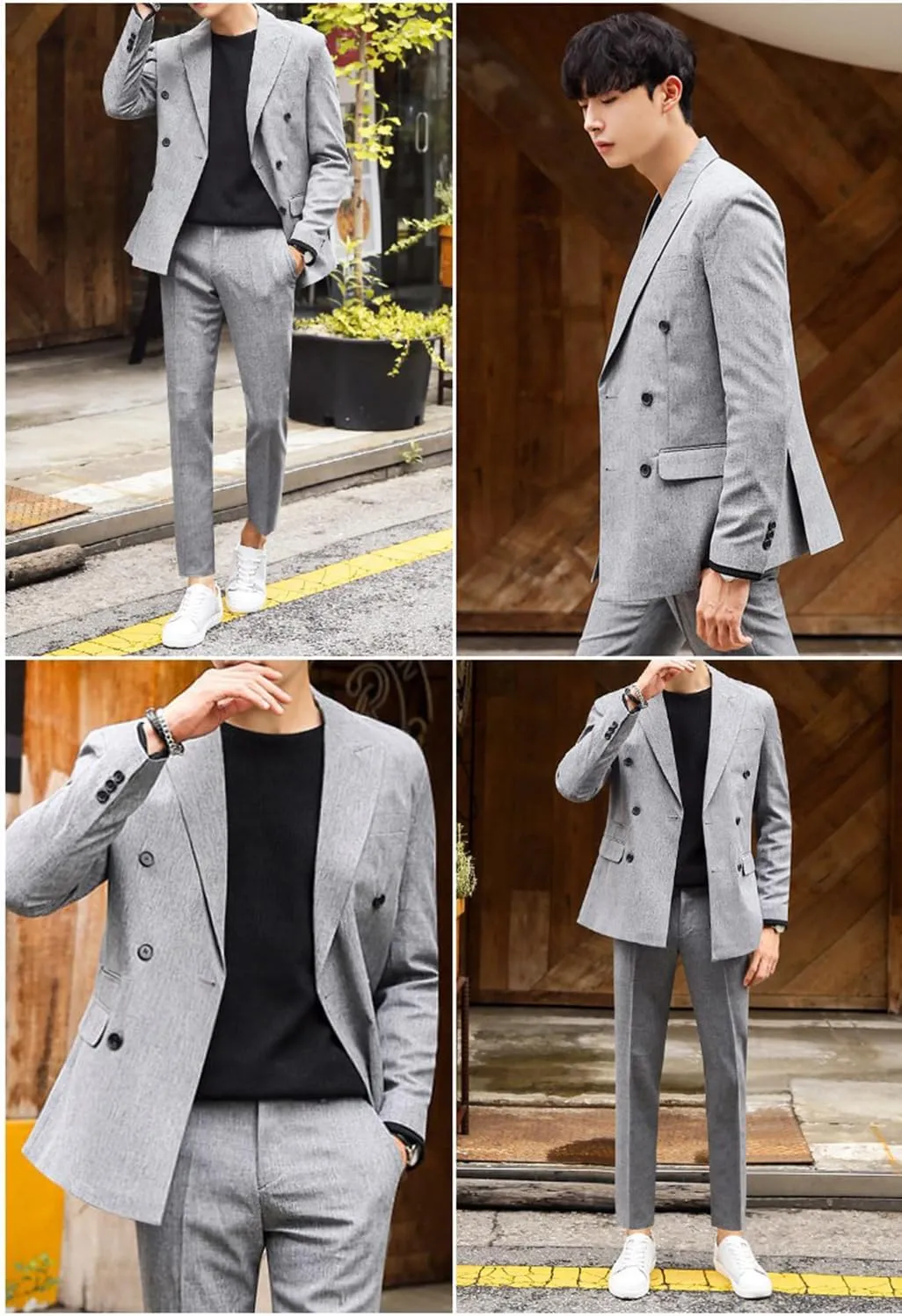 Men's Linen Blazer Double Breasted Casual Daily Homecoming Sport Coat Suit Jacket