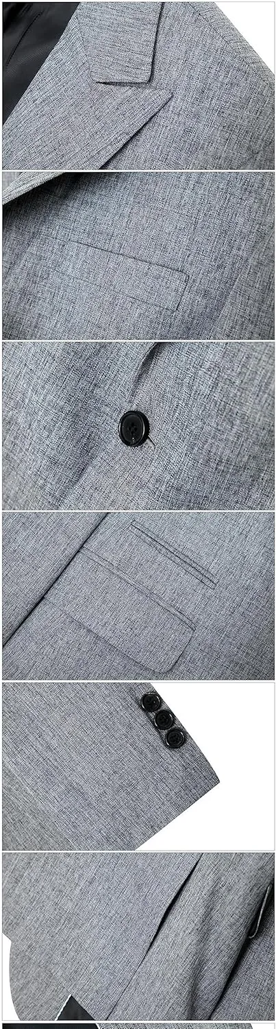 Men's Linen Blazer Double Breasted Casual Daily Homecoming Sport Coat Suit Jacket