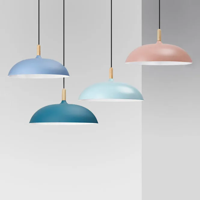 Nordic Aluminum Saucer Pendant Light - Candy Colored, 14"/18" - Perfect for Office