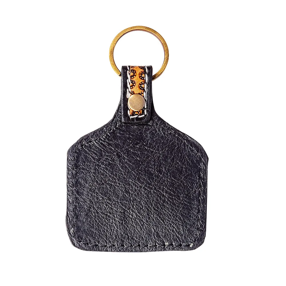 One Bloom Hand-tooled Key Fob