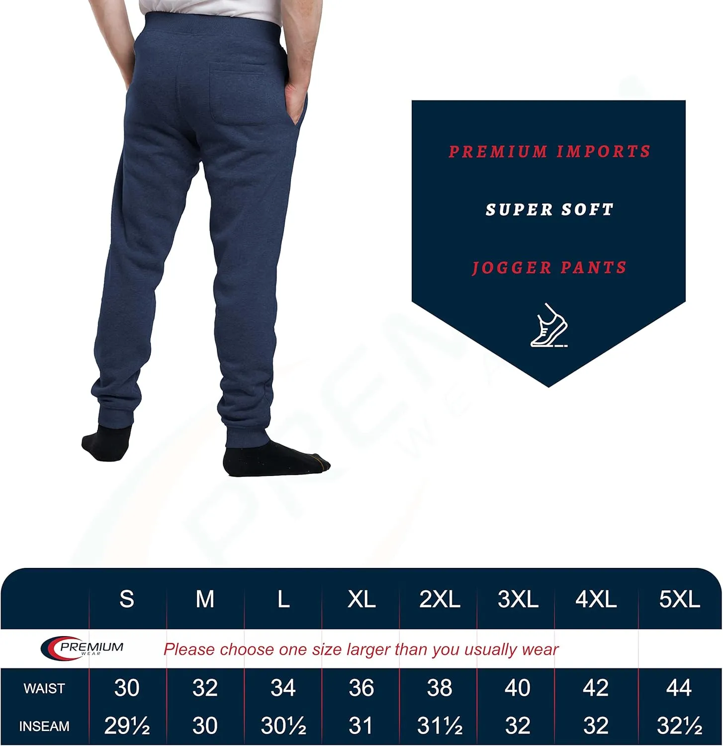 Premium Wear Mens Jogger Sweatpants - Lightweight, Super Soft, 100% Polyester | Elastic Drawstring, Deep Pockets, Tag-Free